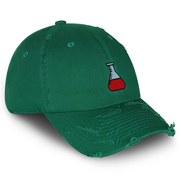 Erlenmeyer Flask Vintage Dad Hat Frayed Embroidered Cap Science