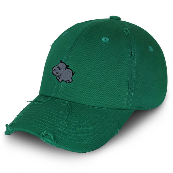 Cute Hippo Vintage Dad Hat Frayed Embroidered Cap Hippopotamus Zoo