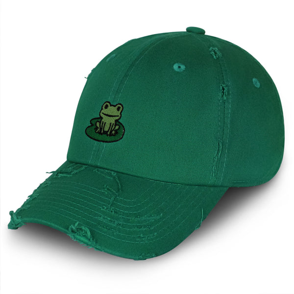 Frog Vintage Dad Hat Frayed Embroidered Cap Frog Pond, Frog