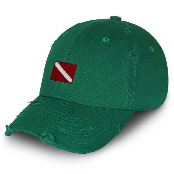 Diving Flag Vintage Dad Hat Frayed Embroidered Cap Flag Symbol