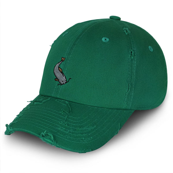 Catfish Vintage Dad Hat Frayed Embroidered Cap Seafood