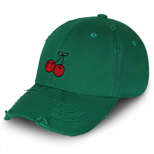 Cherries Vintage Dad Hat Frayed Embroidered Cap Fruit