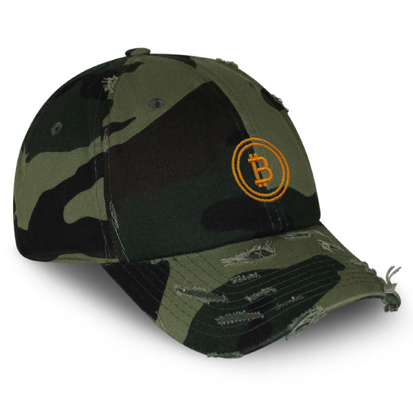 Bitcoin Vintage Dad Hat Frayed Embroidered Cap Cryptocurrency