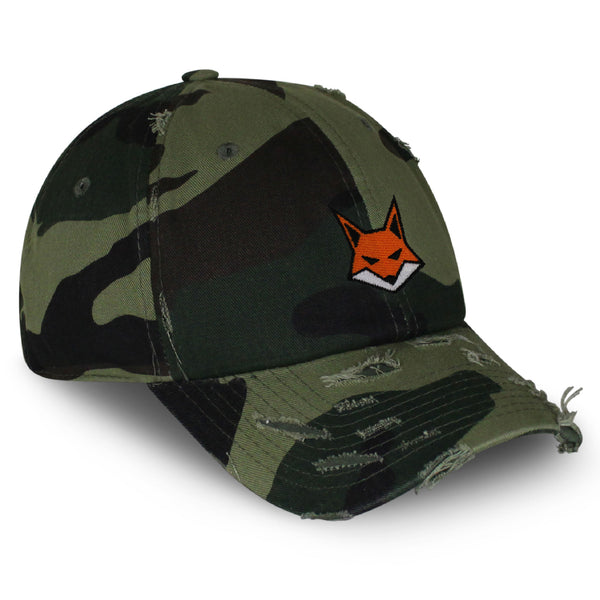 Fox Face Vintage Dad Hat Frayed Embroidered Cap Wild Animal