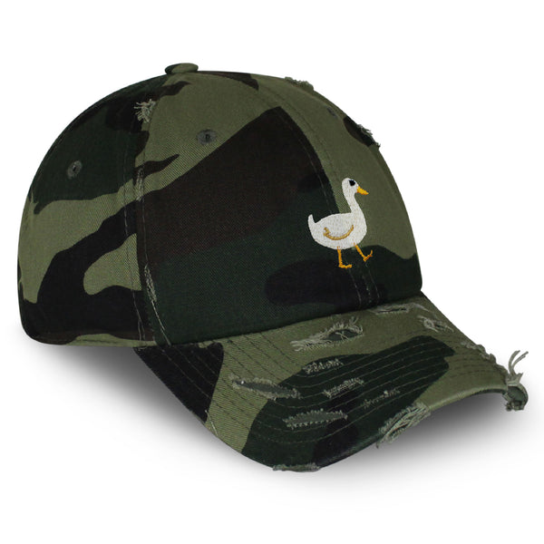 Duck Vintage Dad Hat Frayed Embroidered Cap Bird Lake