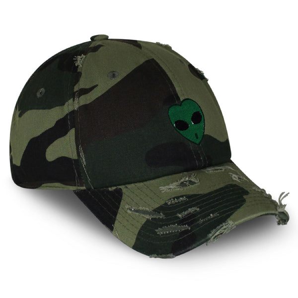 Alien Vintage Dad Hat Frayed Embroidered Cap Area 51 Space
