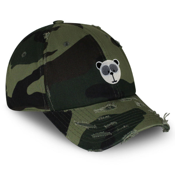 Panda Vintage Dad Hat Frayed Embroidered Cap Zoo Animal