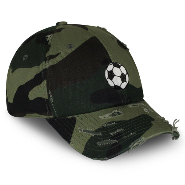 Soccer Ball Vintage Dad Hat Frayed Embroidered Cap World Cup, Football