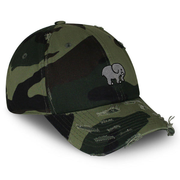 Elephant Vintage Dad Hat Frayed Embroidered Cap Cute