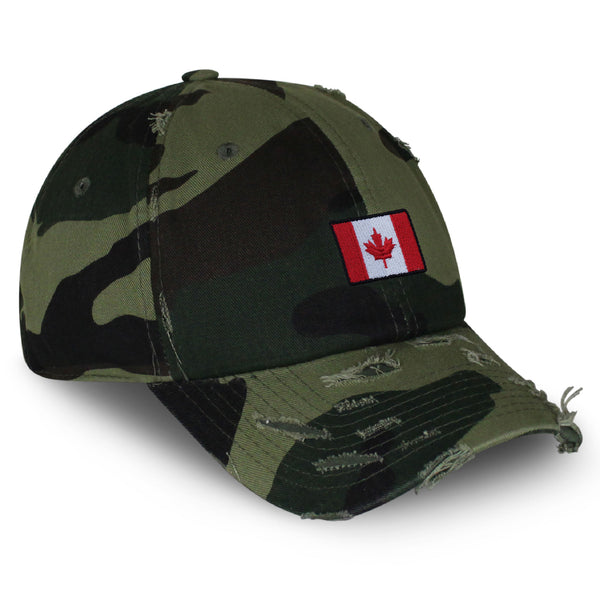 Canadian Flag Vintage Dad Hat Frayed Embroidered Cap Canada Logo