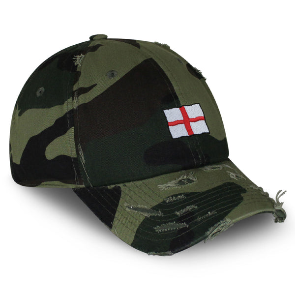 England Flag Vintage Dad Hat Frayed Embroidered Cap Fluttering