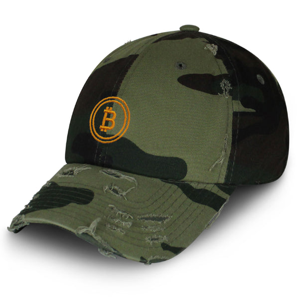 Bitcoin Vintage Dad Hat Frayed Embroidered Cap Cryptocurrency