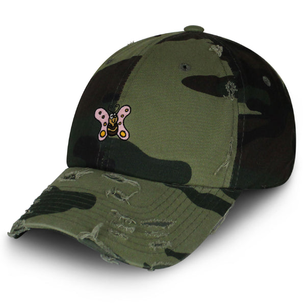 Jackson the Butterfly Vintage Dad Hat Frayed Embroidered Cap Insect Character