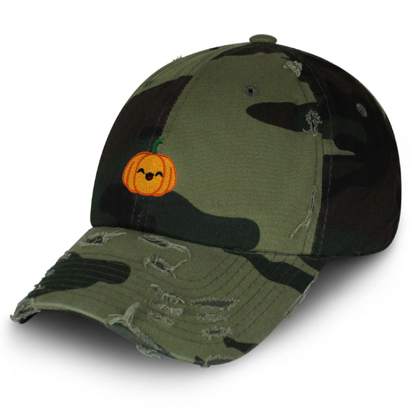 Pumpkin Vintage Dad Hat Frayed Embroidered Cap Halloween Jack