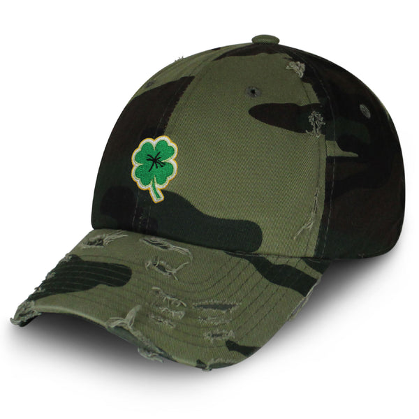 Clover Vintage Dad Hat Frayed Embroidered Cap Lucky Plant