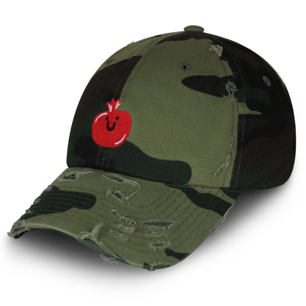 Pomegranate Vintage Dad Hat Frayed Embroidered Cap Fruit, Grenade