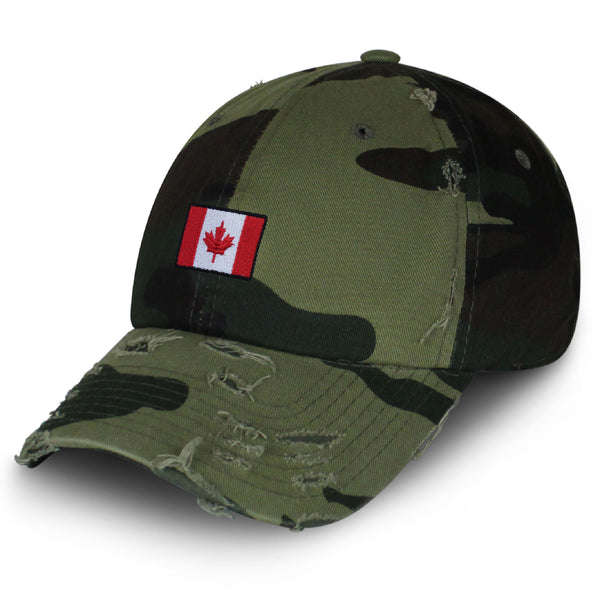 Canadian Flag Vintage Dad Hat Frayed Embroidered Cap Canada Logo