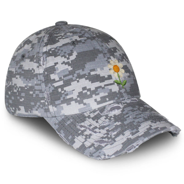 Chamomile Flower Vintage Dad Hat Frayed Embroidered Cap Floral