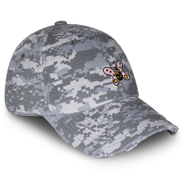 Jackson the Butterfly Vintage Dad Hat Frayed Embroidered Cap Insect Character