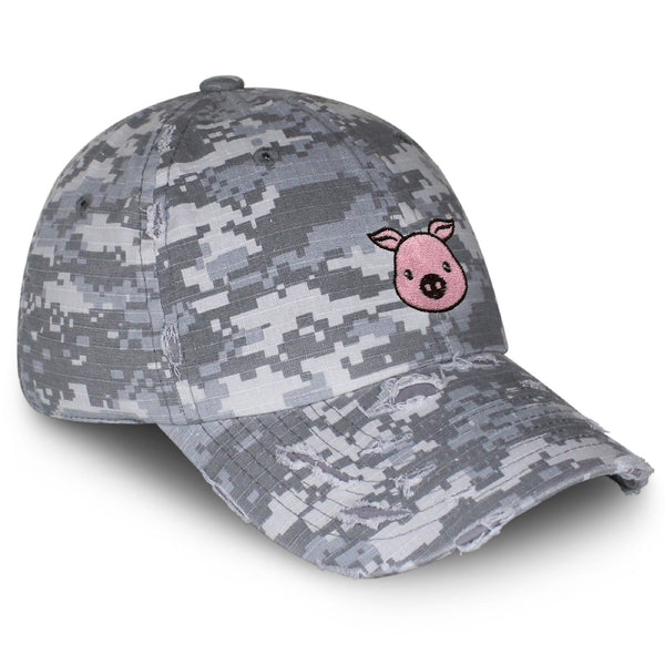 Pig Vintage Dad Hat Frayed Embroidered Cap Pork Bacon