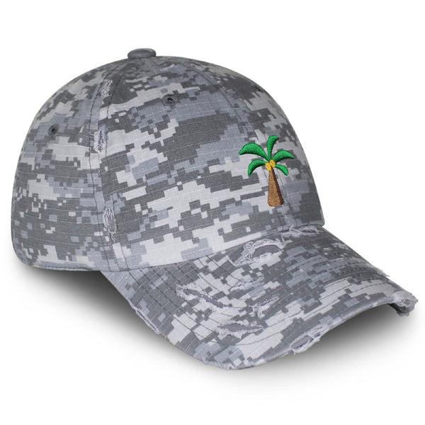 Palm Tree Vintage Dad Hat Frayed Embroidered Cap Coconut