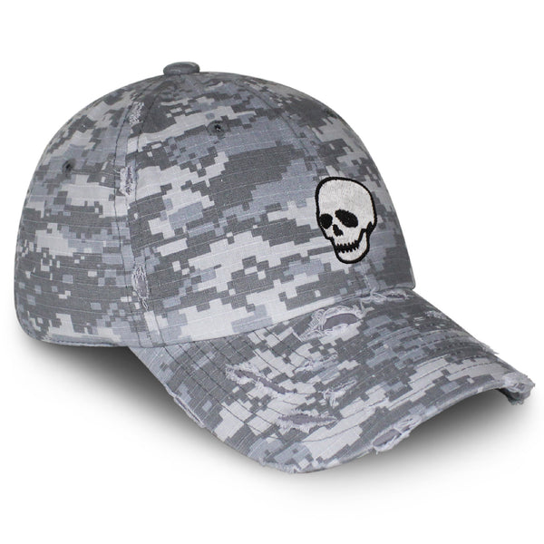 Skeleton Vintage Dad Hat Frayed Embroidered Cap Skull