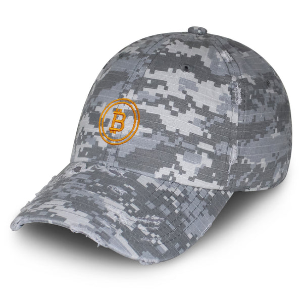 Bitcoin Vintage Dad Hat Frayed Embroidered Cap Cryptocurrency