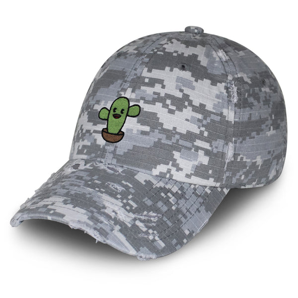 Cute Cactus Vintage Dad Hat Frayed Embroidered Cap Desert