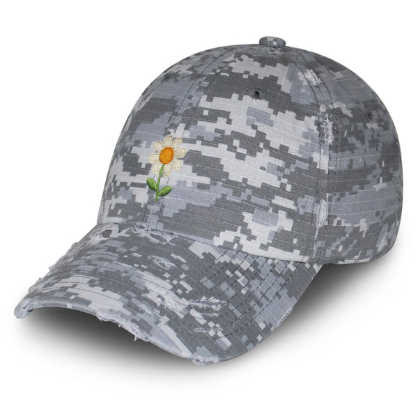 Chamomile Flower Vintage Dad Hat Frayed Embroidered Cap Floral