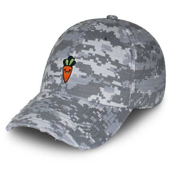 Smiling Carrot Vintage Dad Hat Frayed Embroidered Cap Vegetable Vegan