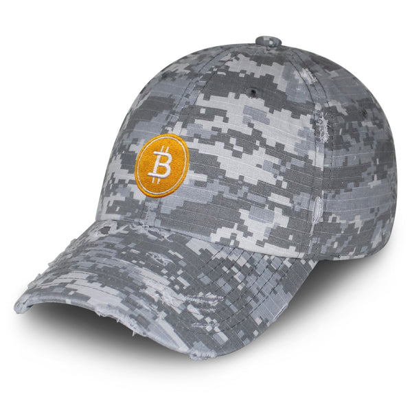 Bitcoin Vintage Dad Hat Frayed Embroidered Cap Cryptocurrency Investing