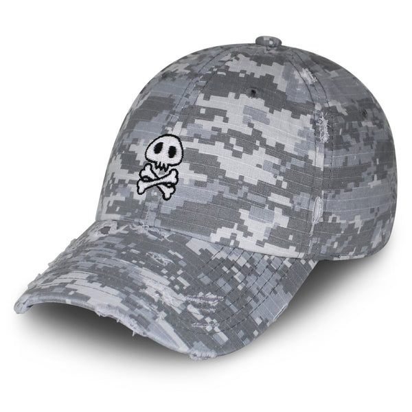 Skull Vintage Dad Hat Frayed Embroidered Cap Cute Skull