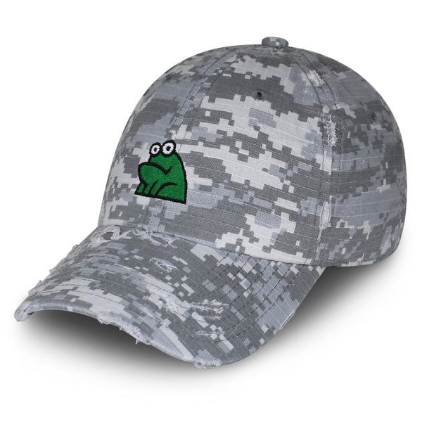 Frog Vintage Dad Hat Frayed Embroidered Cap Funny