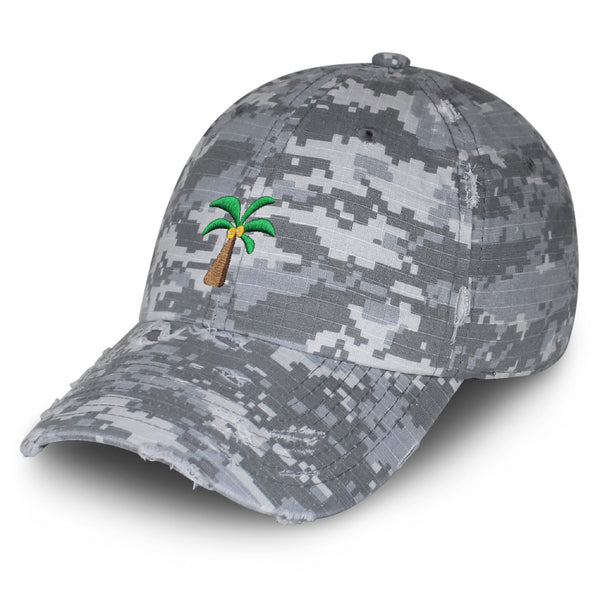 Palm Tree Vintage Dad Hat Frayed Embroidered Cap Coconut