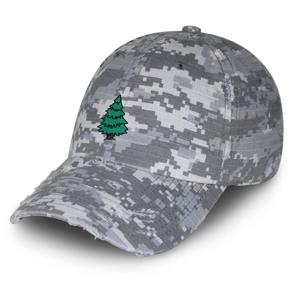 Pine Tree Vintage Dad Hat Frayed Embroidered Cap Forest Camping