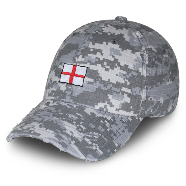 England Flag Vintage Dad Hat Frayed Embroidered Cap Fluttering