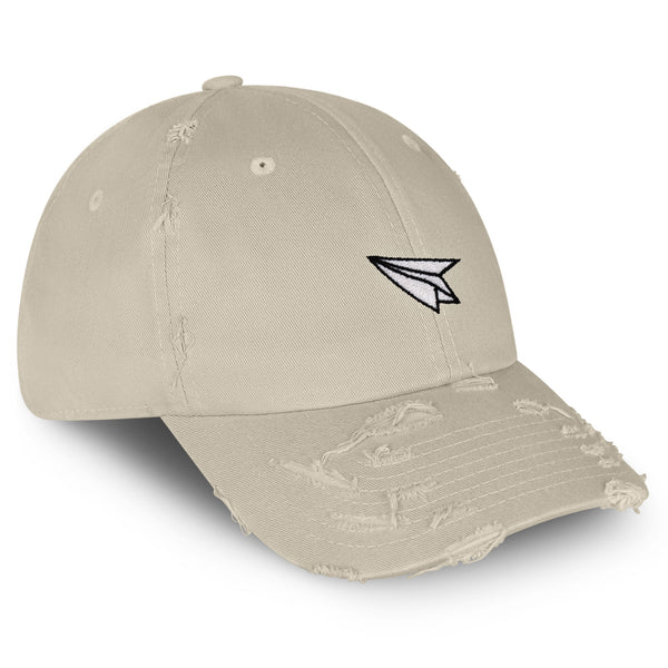 Paper Airplane Vintage Dad Hat Frayed Embroidered Cap Plane Sky