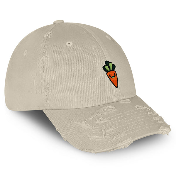 Smiling Carrot Vintage Dad Hat Frayed Embroidered Cap Vegetable Vegan