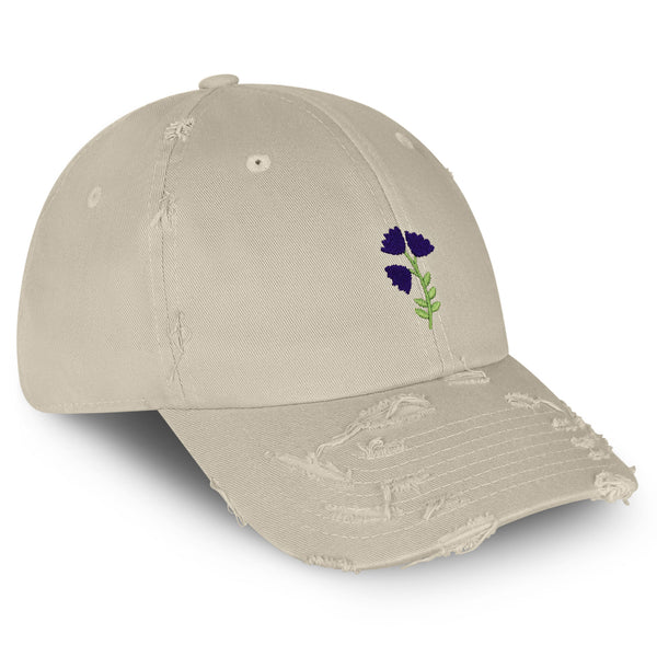 Purple flower Vintage Dad Hat Frayed Embroidered Cap Purple Floral