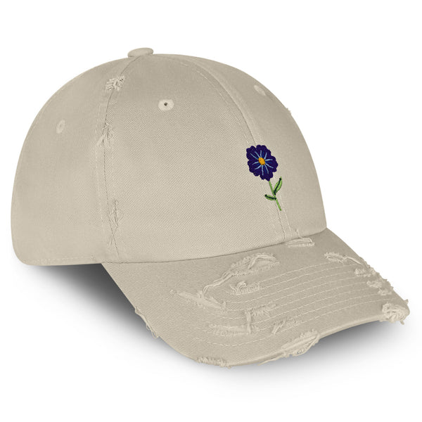 Flower Vintage Dad Hat Frayed Embroidered Cap Floral Purple