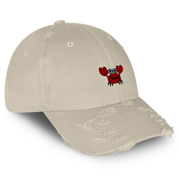 Funny Crab Vintage Dad Hat Frayed Embroidered Cap Ocean Sea, Fishing