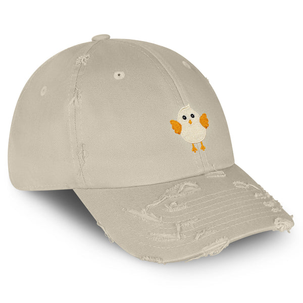 Cute Chick Vintage Dad Hat Frayed Embroidered Cap Chicken