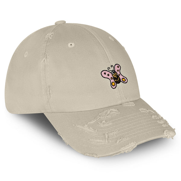 Jackson the Butterfly Vintage Dad Hat Frayed Embroidered Cap Insect Character