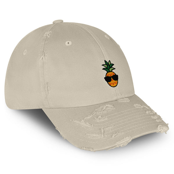 Pineapple Man Vintage Dad Hat Frayed Embroidered Cap Sunglasses