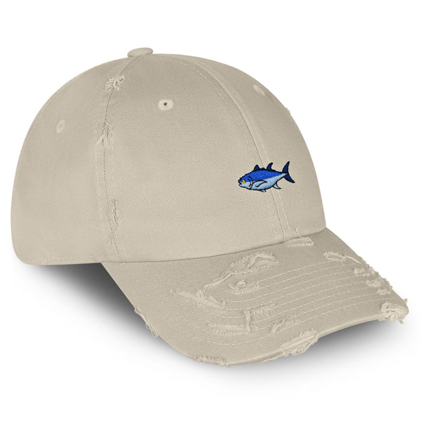 Tuna Vintage Dad Hat Frayed Embroidered Cap Fishing