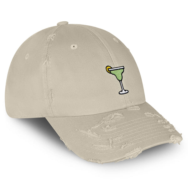 Margarita Vintage Dad Hat Frayed Embroidered Cap Cocktail Party