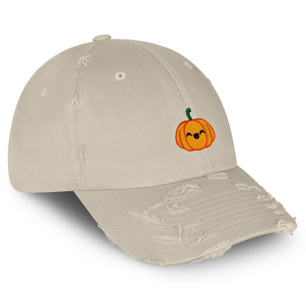 Pumpkin Vintage Dad Hat Frayed Embroidered Cap Halloween Jack