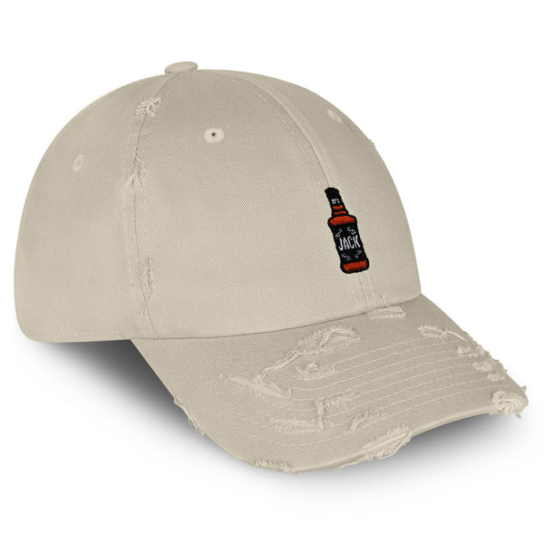 Jack Bourbon Vintage Dad Hat Frayed Embroidered Cap Whiskey Spirit