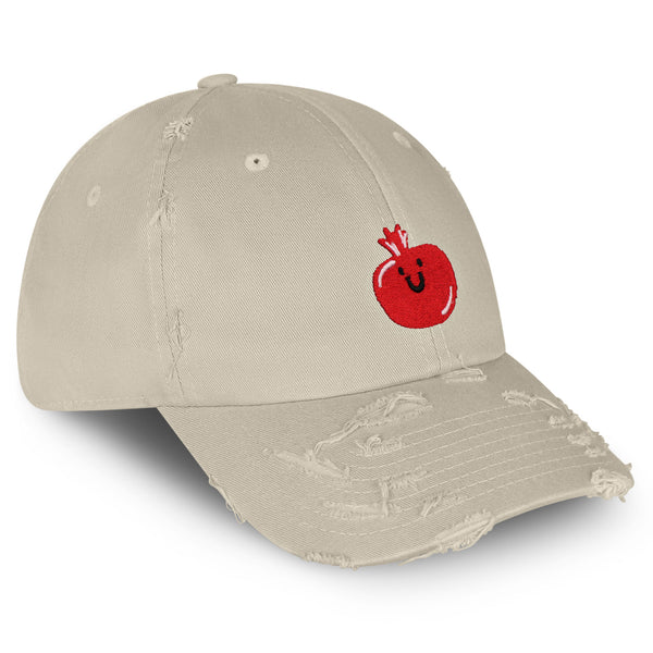 Pomegranate Vintage Dad Hat Frayed Embroidered Cap Fruit, Grenade