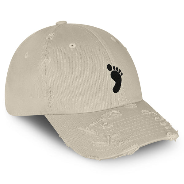 Footprint Vintage Dad Hat Frayed Embroidered Cap Feet